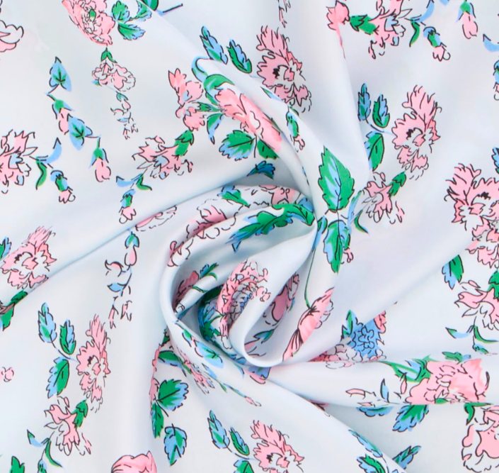 Giovanni Boulera Green Garden Flowers Pattern Mulberry Twill Silk Scarf 90x90 cm