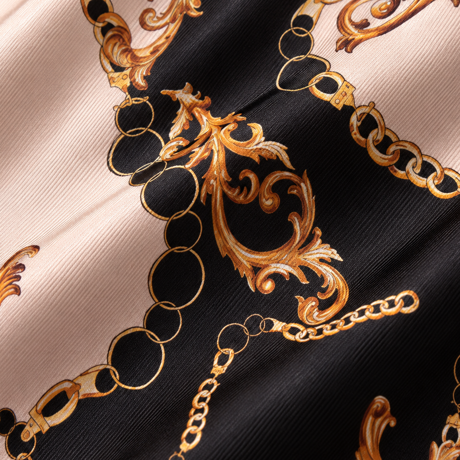 Giovanni Boulera Golden Chain Patterned Mulberry Twill Silk Scarf 90x90 cm