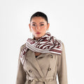Giovanni Boulera Burgundy Tiger Print Mulberry Twill Silk Scarf 90x90 cm