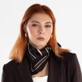 Giovanni Boulera Caramel Geometry Mulberry Twill Silk Scarf 50 cm x 50 cm