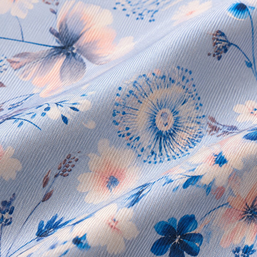 Giovanni Boulera Navy Pink Garden Flowers Pattern Mulberry Twill Silk Scarf 90x90 cm
