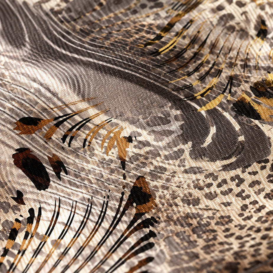 Giovanni Boulera Leopard Print Mulberry Twill Silk Scarf 200x65 cm