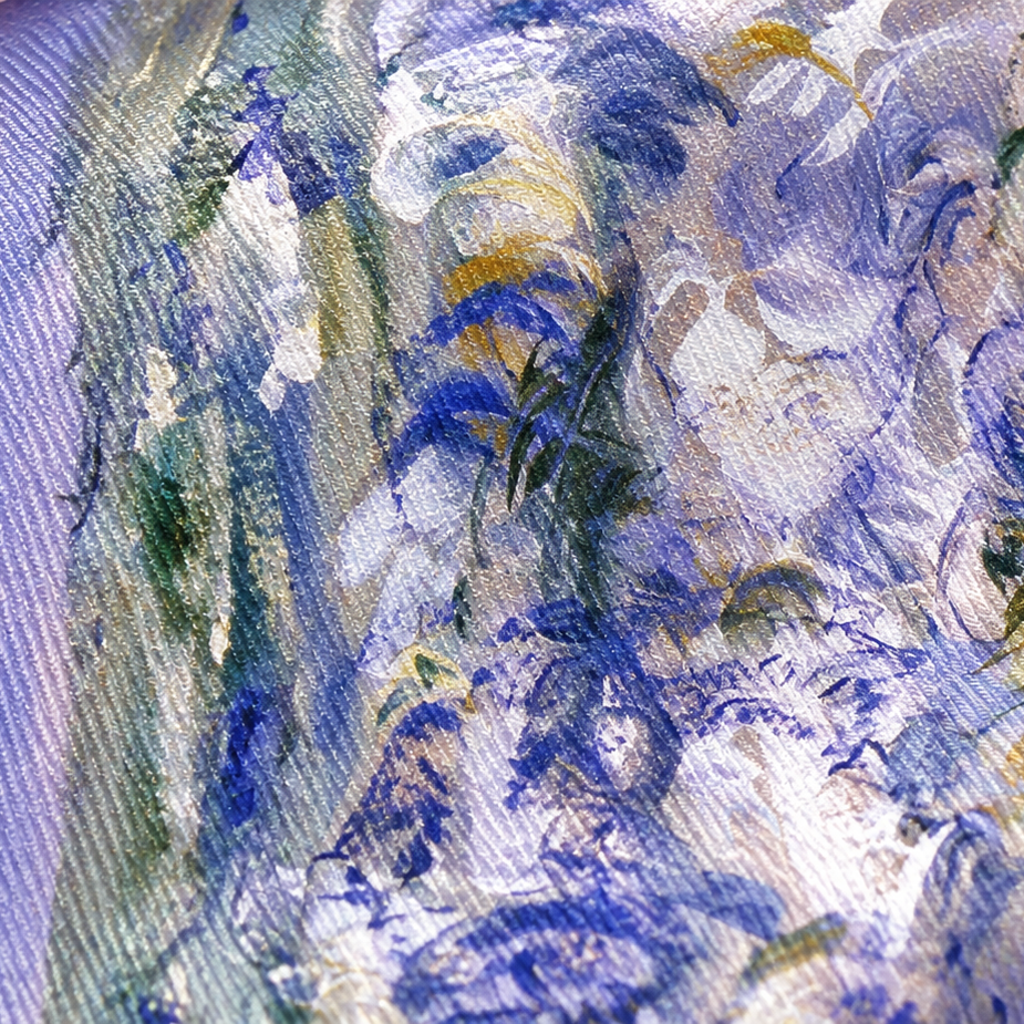 Giovanni Boulera Blue River Pattern Mulberry Silk Shawl 200x65 cm