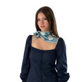 Giovanni Boulera Blue Classic Floral Pattern Mulberry Twill Silk Scarf 65x65 cm