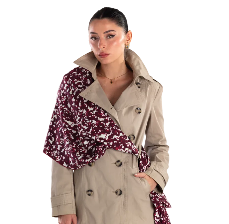 Giovanni Boulera Bordo Mozaik Desenli Mulberry Twill İpek Şal 200x65 cm