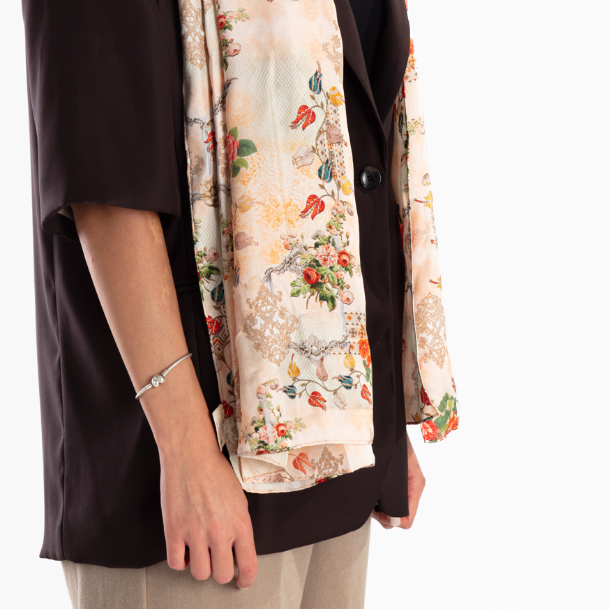 Giovanni Boulera Floral Pattern Mulberry Silk Shawl 200x65 cm