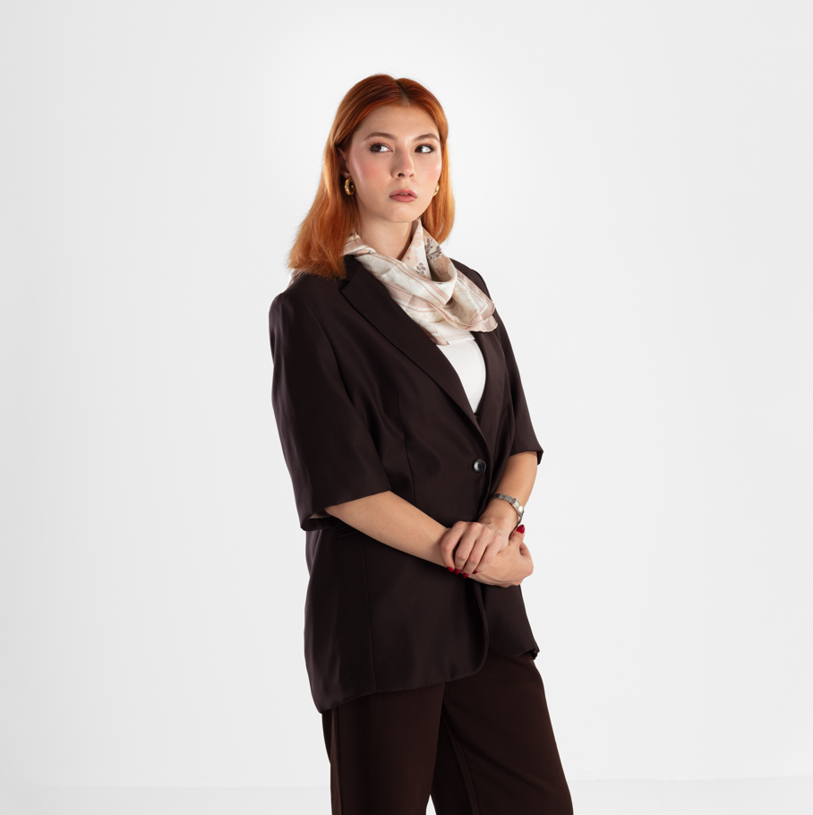 Giovanni Boulera Bej Çiçek Bahçesi Mulberry Twill İpek Eşarp 65 cm x 65 cm