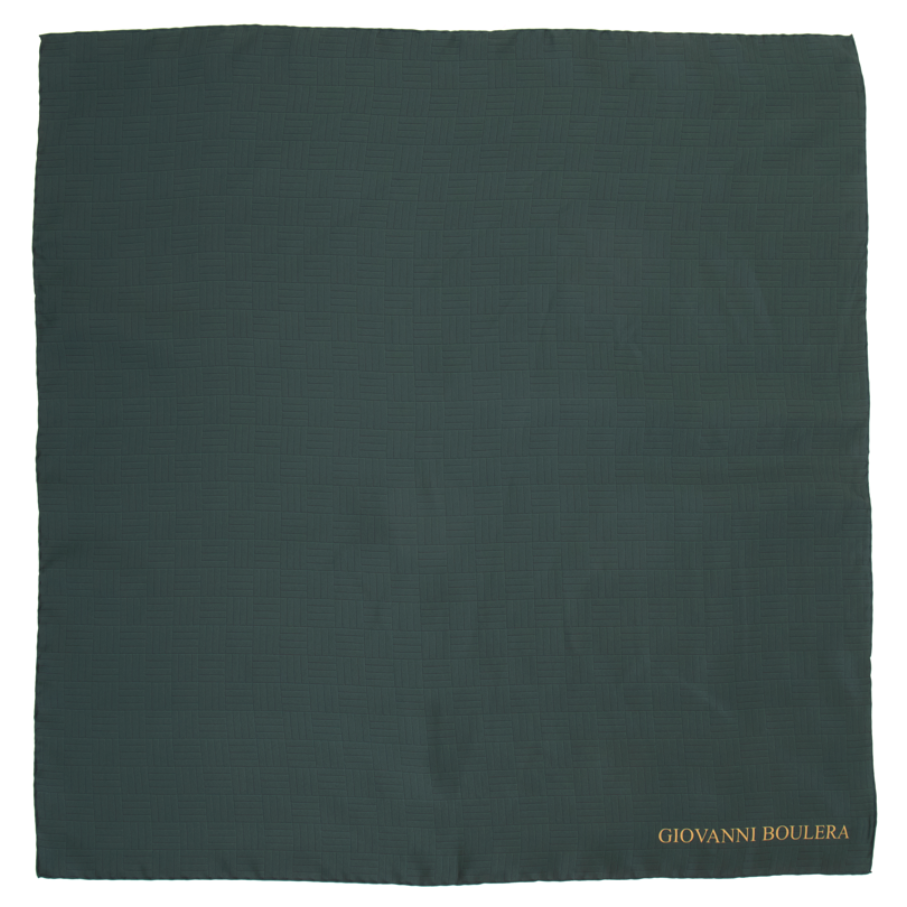 Giovanni Boulera Emerald Knitted Pattern Mulberry Twill Silk Scarf 90x90 cm