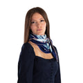 Giovanni Boulera Navy Pink Garden Flowers Pattern Mulberry Twill Silk Scarf 90x90 cm