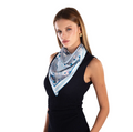 Giovanni Boulera Ice Blue Garden Pattern Mulberry Twill Silk Scarf 90x90 cm