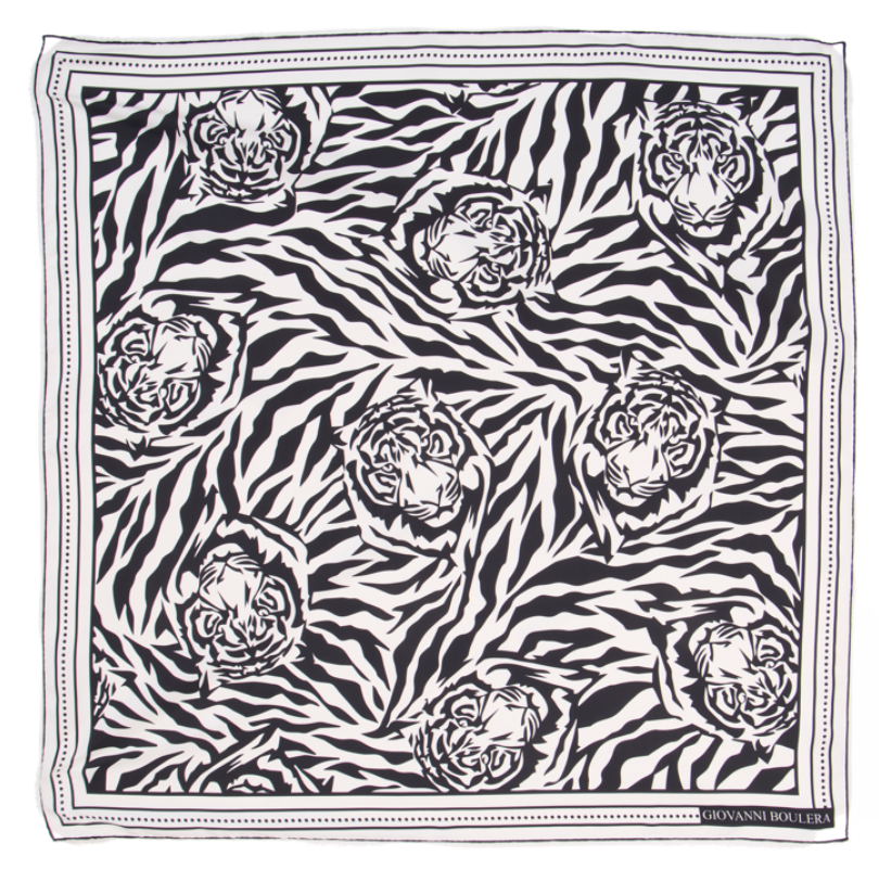 Giovanni Boulera Kaplan Motifli Patterned Mulberry Twill Silk Scarf 90x90 cm