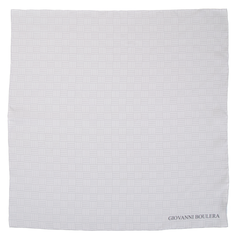 Giovanni Boulera Gümüş Örgü Desenli Mulberry Twill İpek Eşarp 90x90 cm