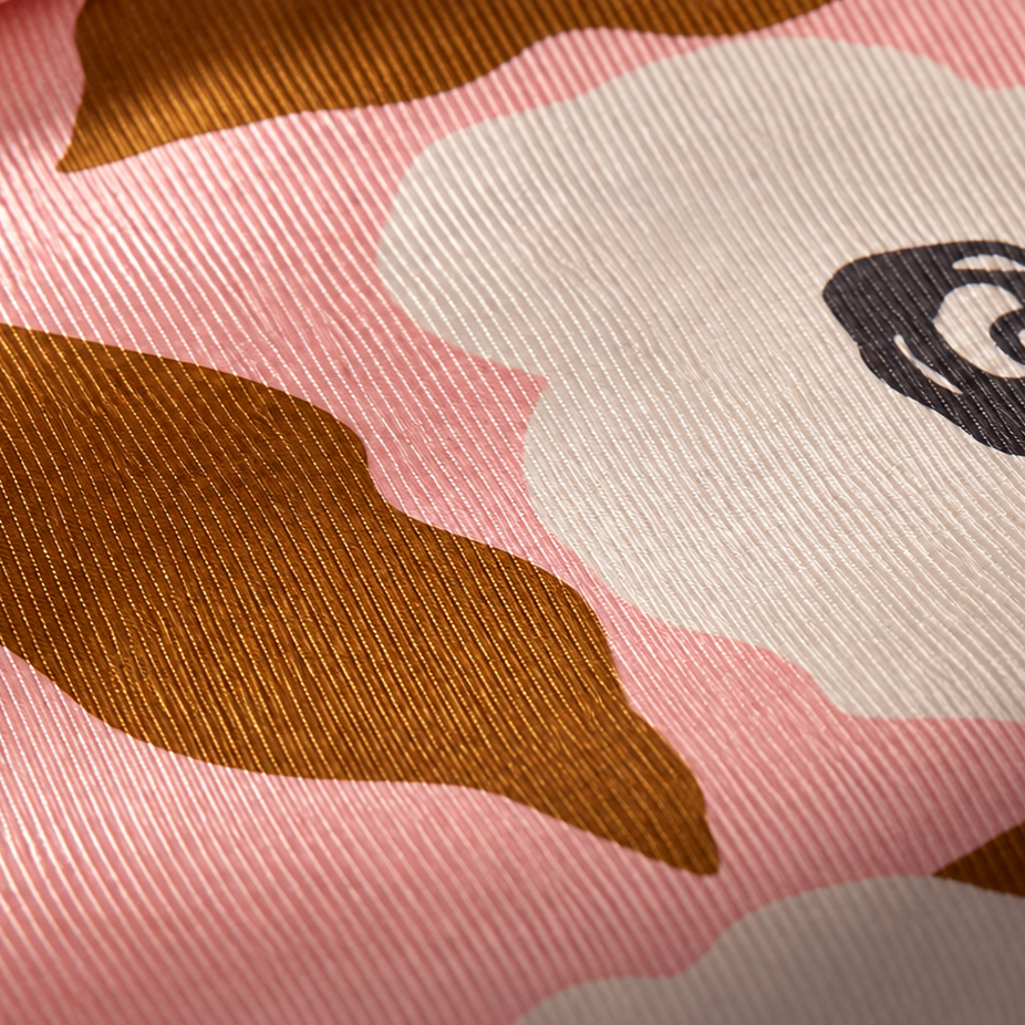 Giovanni Boulera Pink Garden Pattern Mulberry Twill Silk Scarf 50 x 50 cm
