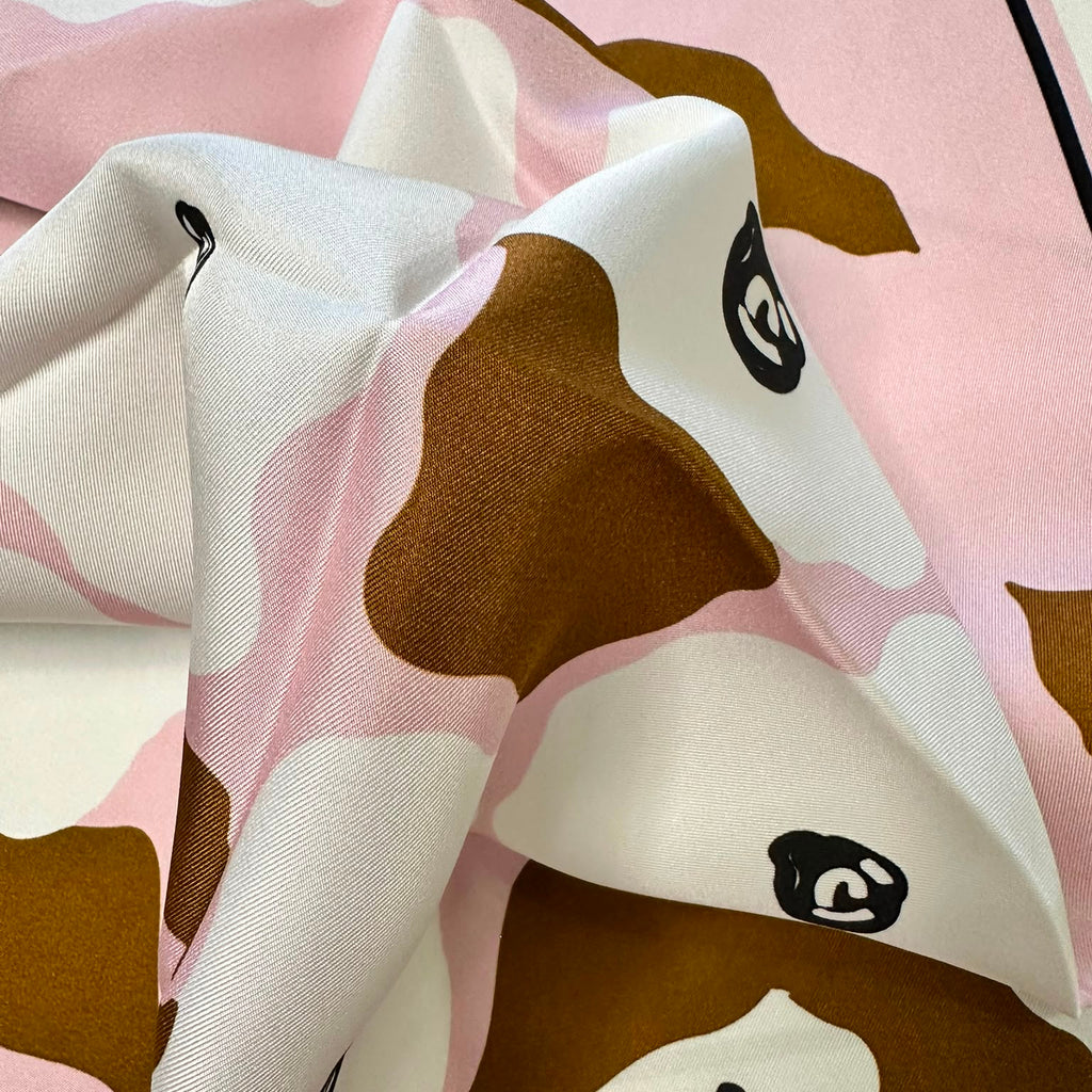 Giovanni Boulera Pink Garden Pattern Mulberry Twill Silk Scarf 50 x 50 cm