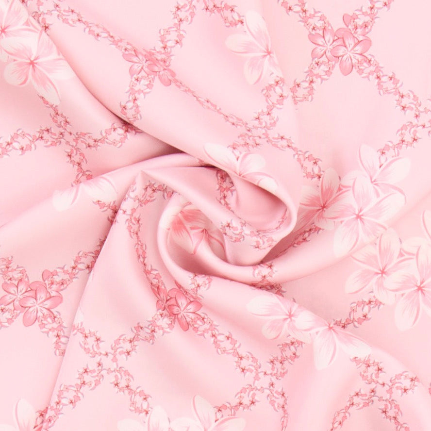 Giovanni Boulera Pink Floral Pattern Mulberry Twill Silk Scarf 200x65 cm