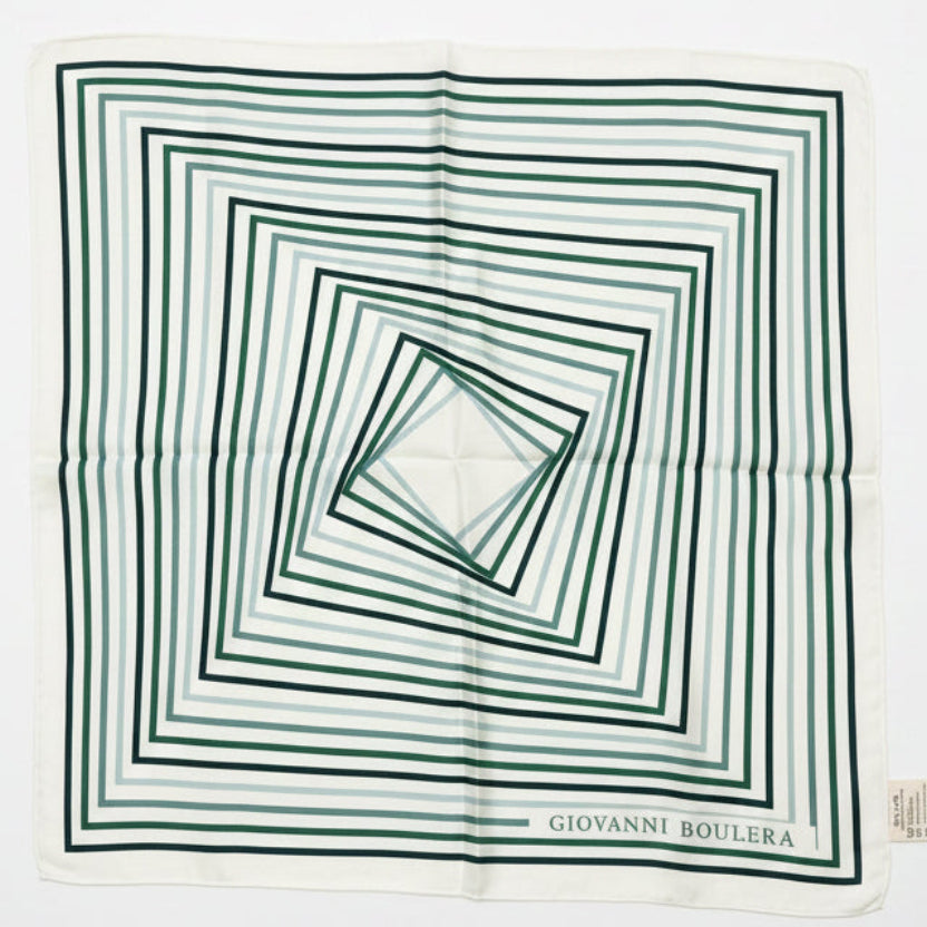 Giovanni Boulera Zümrüt Geometri Desenli Mulberry Twill İpek Fular 50 x 50 cm